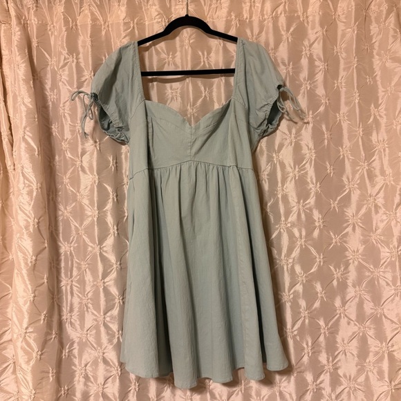 Abercrombie & Fitch Light Blue Sweetheart Neck Puff Babydoll Mini Dress A&F - Picture 6 of 13